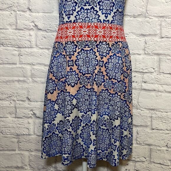 BCBGMAXAZRIA Nadia Multicolor Criss-Cross Fit and Flare Dress Size Small - Picture 7 of 15
